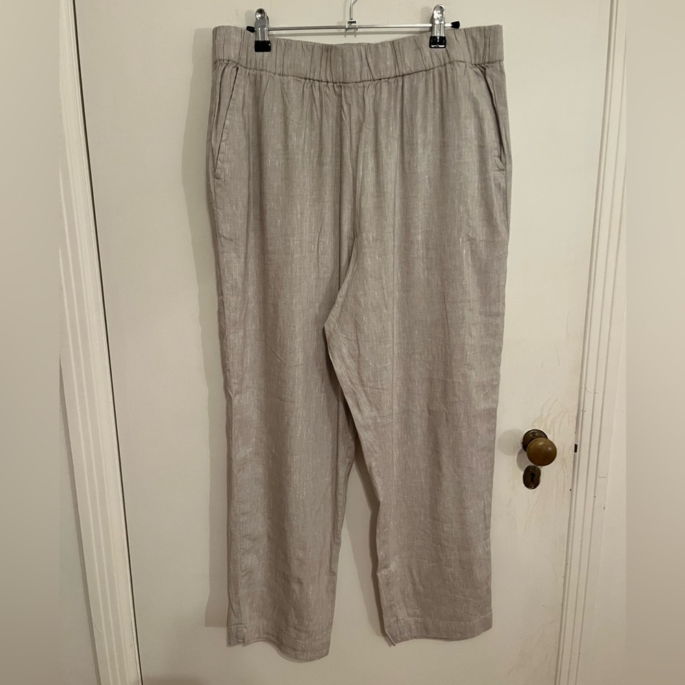 Lou & Grey NWT Linen Blend Beige Pants w/Pockets Size L